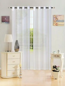 Quality Sheer Voile Window Curtain Panel, Grommet Top, Solid Color, Leah, 55x84 - Picture 1 of 17