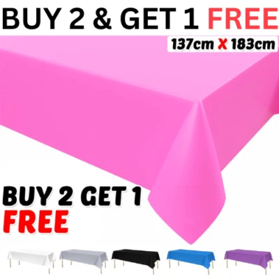 Plastic Table Cloth Disposable Wipe Clean Party Birthday Party Covers Rectangle - Image 1 of 4