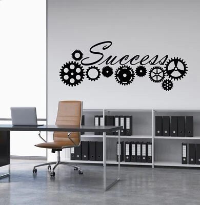 Vinyl Wall Decal Home Office Business Success Gears Motivational Stickers 4362ig - Image 1 of 3