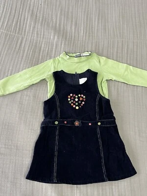 Blue Corduroy Jumper Heart Buttons Long Sleeve Shirt Sophie Rose  2T - Image 1 of 4