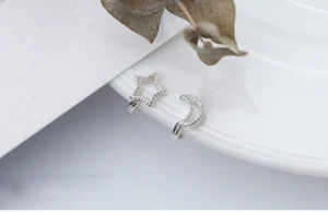 Moon Star ear cuff earring, no pierce earring Celestial Earrings Sterling Silver - Picture 1 of 2