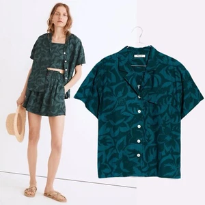 Madewel Linen Tropical Button Down Short Sleeve Shirt Resort Vacation Hawaii XS - Picture 1 of 8