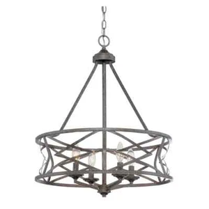 *READ* Millennium Lighting 4 Light 21" Wide Drum Chandelier Medieval Rustic - Picture 1 of 6