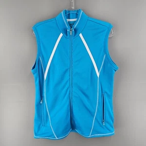 Adidas Vest Womens Large Full Zip Blue Polyester Zipped Pockets Climawarm Golf - Picture 1 of 9