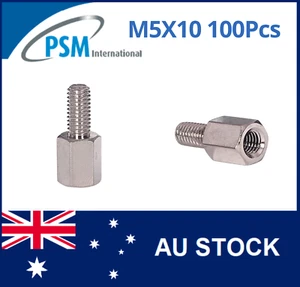 M5 X 10 PSM SPACER HEX MALE / FEMALE BRASS NICKEL PLATED SPA02BM510MM 100PCS - Picture 1 of 5