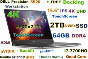 3D-Design DELL 5520 15.6" IPS 4K TouchScreen i7-Quad 2TB NVMe SSD 64GB + DOCK - Picture 1 of 13