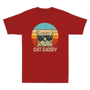 Cat Daddy Funny Cat Lover Gift Cat Dad Fathers Retro Men's Short Sleeve T-Shirt - Picture 1 of 8