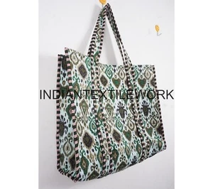 Hand Block Ikat Print Quilted Tote Bag Indian Handmade Shoulder Hand Bag TB-66 - Bild 1 von 5