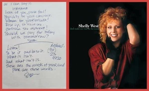 SHELLY WEST / DOTTIE journal intime manuscrit original / page de paroles signée / dédicacée - Photo 1/2