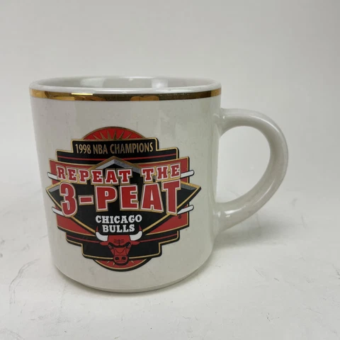 Vintage Chicago Bulls 1998 NBA Champions Repeat the 3-Peat Ceramic Coffee Mug Cover
