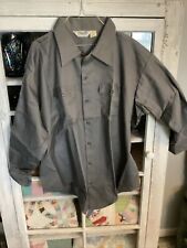VTG Key Imperial Key Prest Gray Button Up Front Work Shirt Mens Long Sleeve XXL