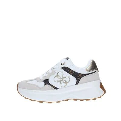 Guess Sneakers Ecopelle Donna Bianco/marrone Flplucpel12 - Immagine 1 di 4