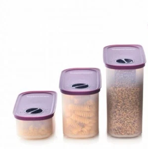 NEU TUPPERWARE 4 ZEIT AUFBEWAHRUNG OVAL MODULAR MATES SET - KLARE PFLAUMENDICHTUNGEN - #1-2-3 NEU - Bild 1 von 3