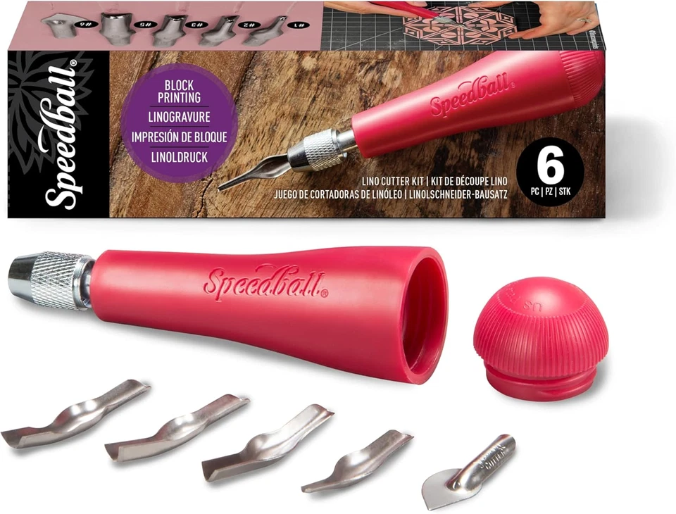 Speedball 4131 Linoleum Cutter – 5 Assorted Lino Cutters Includes Plastic Storag