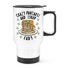 Crazy Pancakes And Syrup Lady Stars Travel Mug Cup With Handle Funny Breakfast