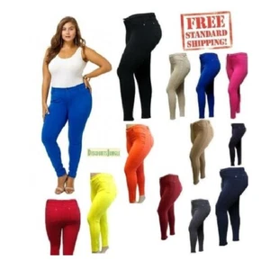 Womens Plus Size Stretchy Ponte Skinny Ponti Casual High Rise Pants size 1x 2x 3 - Picture 1 of 31