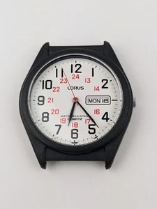 Vtg NEW OLD STOCK Lorus Quartz Watch 35mm Men's Day Date V533-7C00 White Dial - Picture 1 of 5