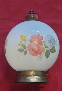 Vintage Underwriters Laboratories White Milk Glass Globe W/ Flowers 8" Hardwired - Picture 1 of 12