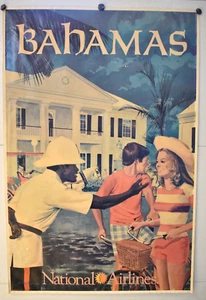 Original Vintage 1970er Bill Simon Poster "BAHAMAS" National Air Lines 42" x 28" - Bild 1 von 12