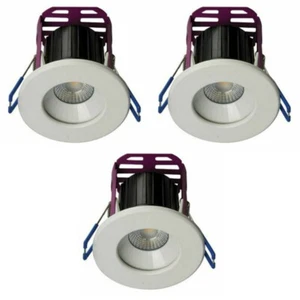 3 x Robus 'Ramada' Dimmable LED Downlights 3000K - 7W (White / Brushed Chrome) - Picture 1 of 3
