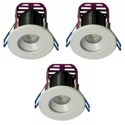 3 x Robus 'Ramada' Dimmable LED Downlights 3000K - 7W (White / Brushed Chrome) - Image 1 of 3