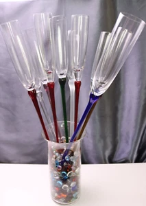 10 Hand Blown Glass Long Stem Party Champagne Flute Glasses No Base With Vase - Picture 1 of 6