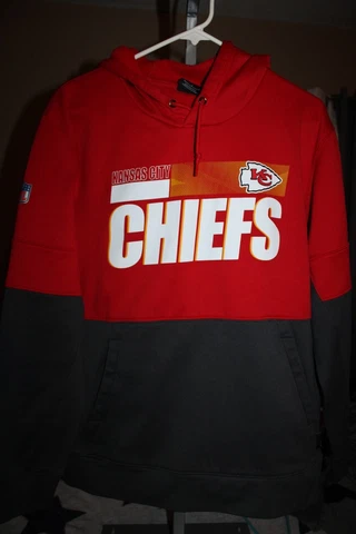 NIKE KANSAS CITY CHIEFS HOODIE SWEATSHIRT SZ L POLYESTER DRI FIT NFL FOOTBALL Cover