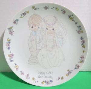 Precious Moments 1988 Sam Butcher Happy 25th Anniversary Dekoteller - Bild 1 von 4