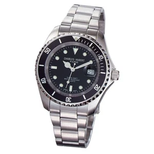 Rare Genuine Men Charles Hubert dive Black Dial with Date Watch 5 ATM - Picture 1 of 1