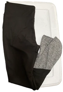 West Loop Black With Gray Smoke Ends Leggings Size L/XL Sheer Panel Easy Pack - Picture 1 of 10
