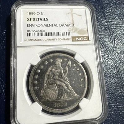 1859-0 Seated Dollar XF Details NGC Graded Really Nice Pre Civil War - Image 1 of 4