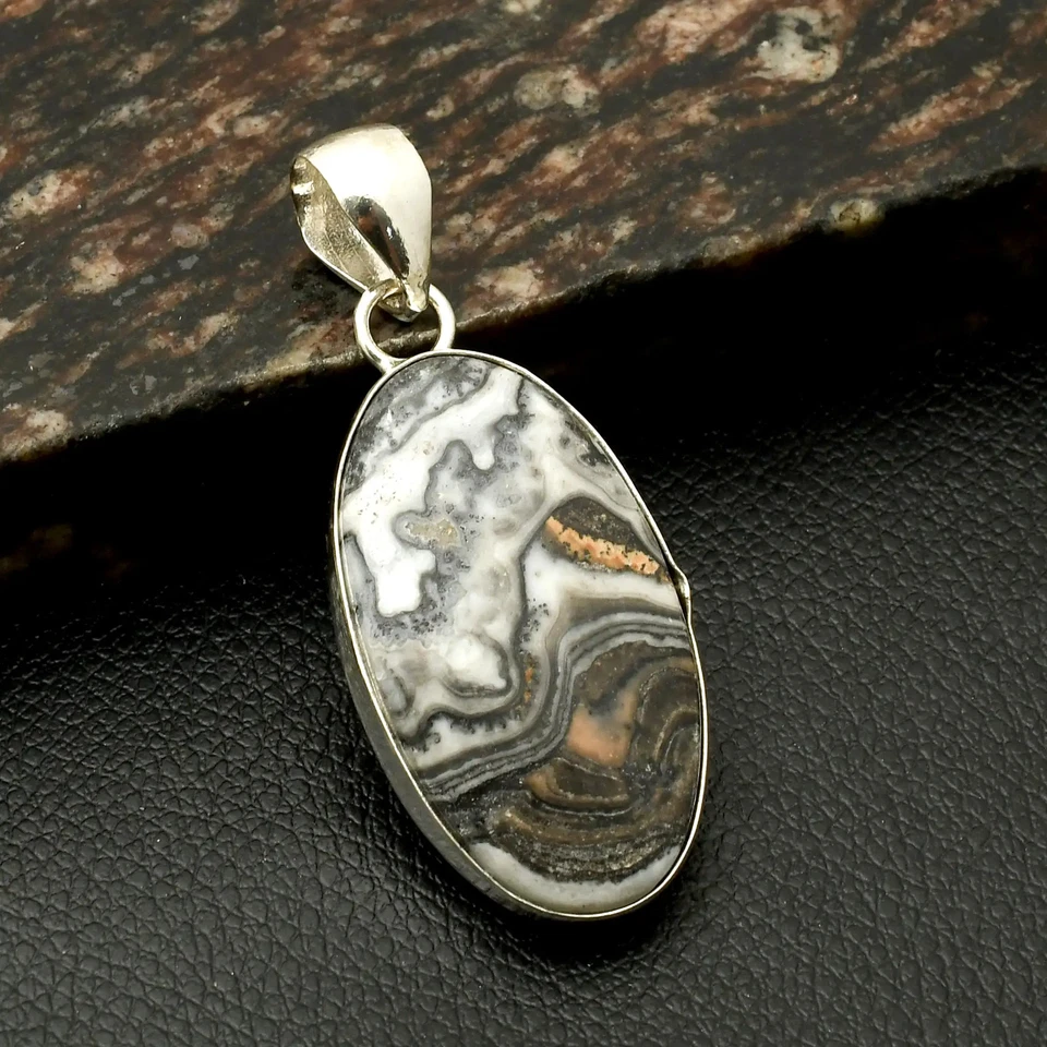 Black Rhodochrosite Gemstone Ethnic Pendant Jewelry For Christmas 2.4" AP-26202 - Image 1 of 1