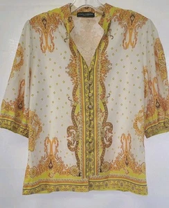 Dolce & Gabbana Womens Sz Large Multicolor Graphic Blouse Top Graphic Shirt - Picture 1 of 5