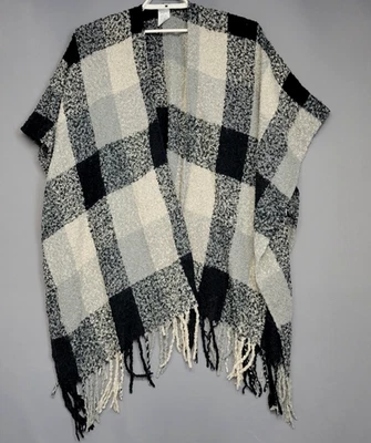Poncho Woolrich Flecos Suéter Mantón Encubierto Para Mujer Talla Única Tejido Cuadros a Cuadros Foto 1 de 4