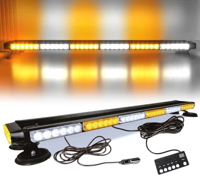 Barra de luz estroboscópica de emergencia 80 LED doble lado advertencia luz de techo ámbar/blanco Foto 1 de 4