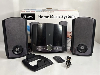 GPX CD Home Music System HM3817DTBLK With 2 Speakers Radio FM AM Remote - Image 1 of 4