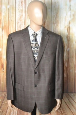 Abrigo deportivo Joseph & Feiss dorado para hombre a cuadros de lana marrón 2 botones delanteros talla 46R Foto 1 de 4