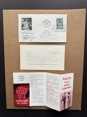 US 1961 FDC Set +Nurse Profession#1190 +Schering Co Card +Flu Ctrl Brochure - Image 1 of 2