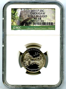 2011 P CHICKASAW QUARTER NGC MS68 UNCIRCULATED BUSINESS STRIKE EARLY RELEASES - Picture 1 of 1