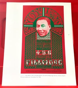 Muddy Waters/Quicksilver M.S. Fillmore Gig Poster Art PICTURE / PRINT 11" x 9" - Imagen 1 de 3