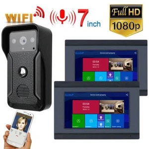 2*wifi 7" Monitors + 1*outdoor Doorbell Intercom Entry System unlock Recording - Picture 1 of 12