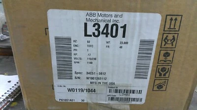 NEW Baldor, L3401, Motor 1140rpm 1PH 1/6HP .17hp 115v 208 220v - Image 1 of 4