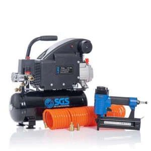 SGS 8 Litre Air Compressor, Nail Gun, Air Hose & Coupler Kit, 4.2CFM 1.1HP 230V - Picture 1 of 14