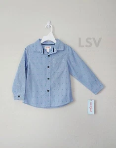Cat & Jack Toddler Boys Long Sleeve Blue Dots Button Down Shirt Size 3T - Picture 1 of 7