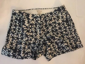 J.Crew Navy Ivory Starfish Cinema Print Linen Shorts Women’s Size 4 - Picture 1 of 7