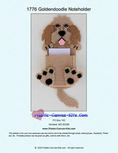 Goldendoodle Dog Note Holder-Plastic Canvas Pattern or Kit - Picture 1 of 1