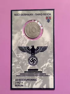 1940 - 1945 Alemania 10 Reichspfennig Zinc - Segunda Guerra Mundial - 100x55 mm - 1 pieza - Imagen 1 de 4
