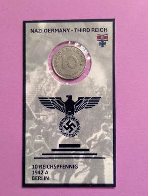 1940 - 1945 Alemania 10 Reichspfennig Zinc - Segunda Guerra Mundial - 100x55 mm - 1 pieza Foto 1 de 4