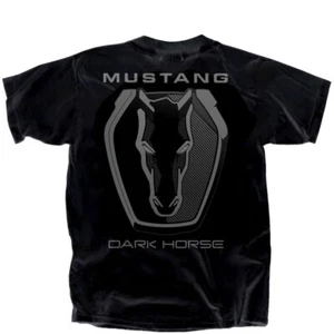 Ford Mustang Dark Horse Pony Black Graphic Cotton T-Shirt Official Licensed - Picture 1 of 3
