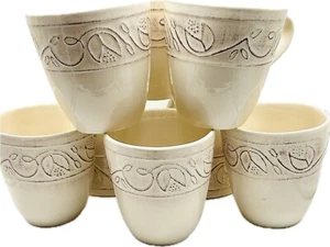 Set of 8 Crate & Barrel Italy LUCERA Cream Ivory Mugs Rustic Farmhouse Style Mug - Picture 1 of 12